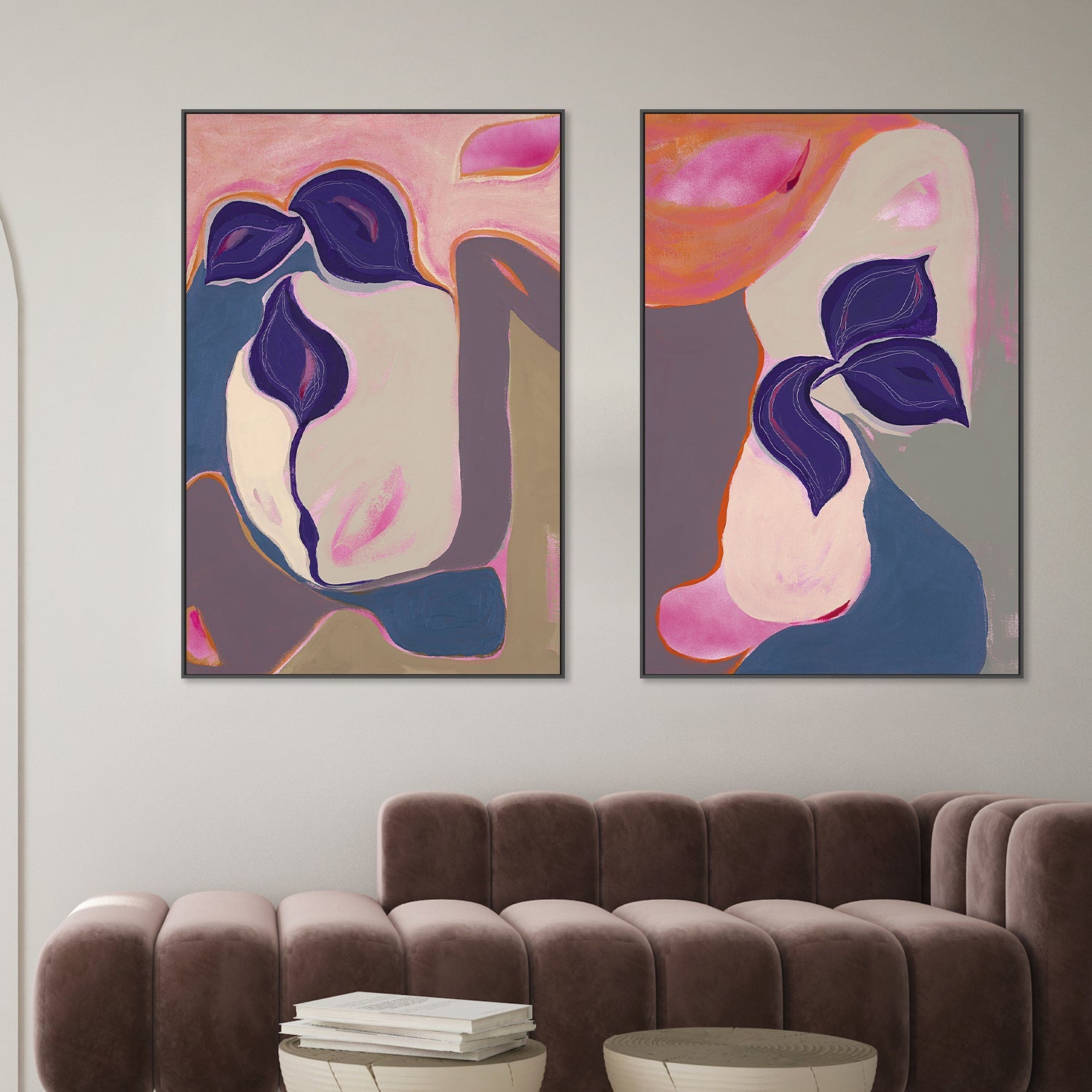 wall-art-print-canvas-poster-framed-Abstract Bloom, Style A & B, Set Of 2 , By Lynda Skye-2