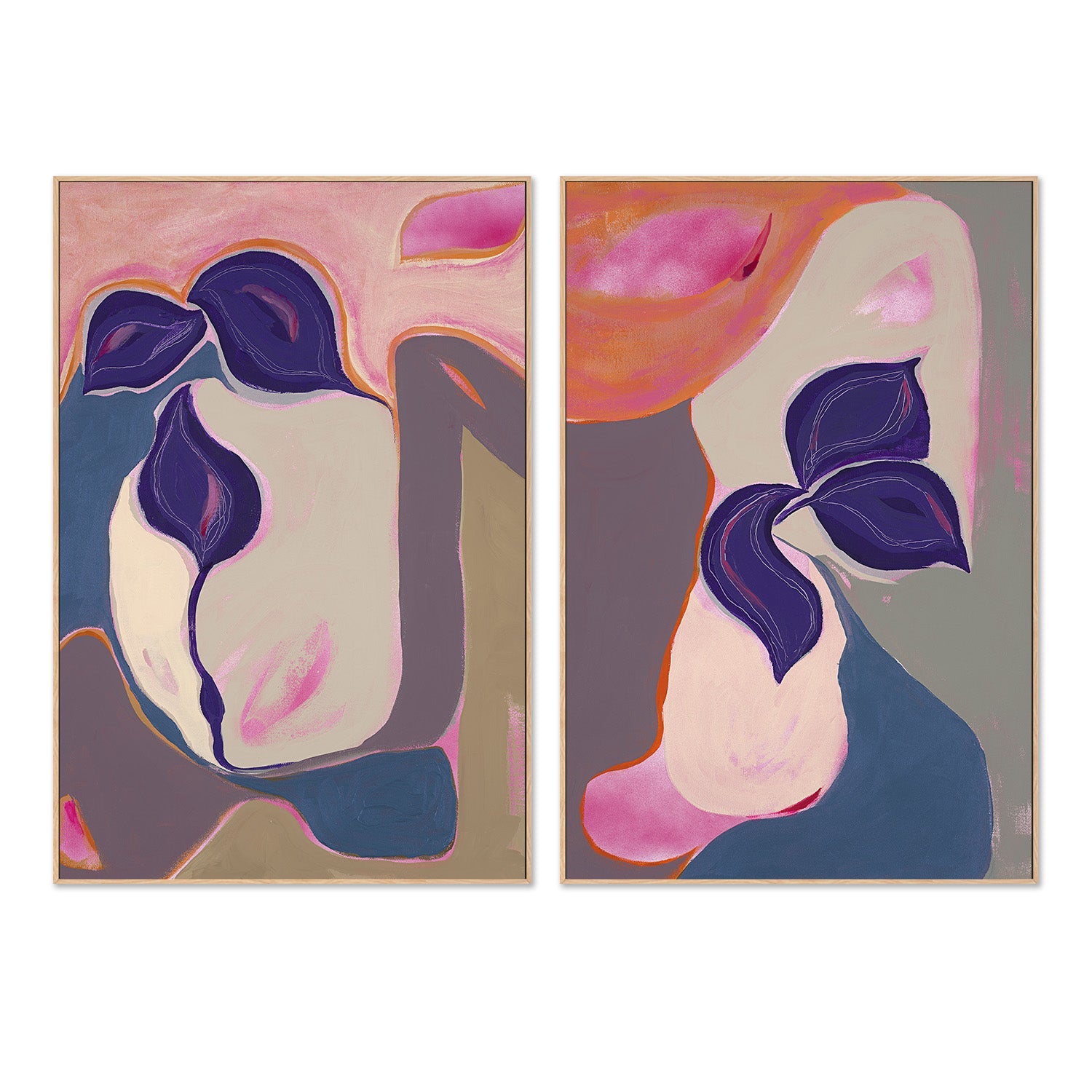 wall-art-print-canvas-poster-framed-Abstract Bloom, Style A & B, Set Of 2 , By Lynda Skye-4