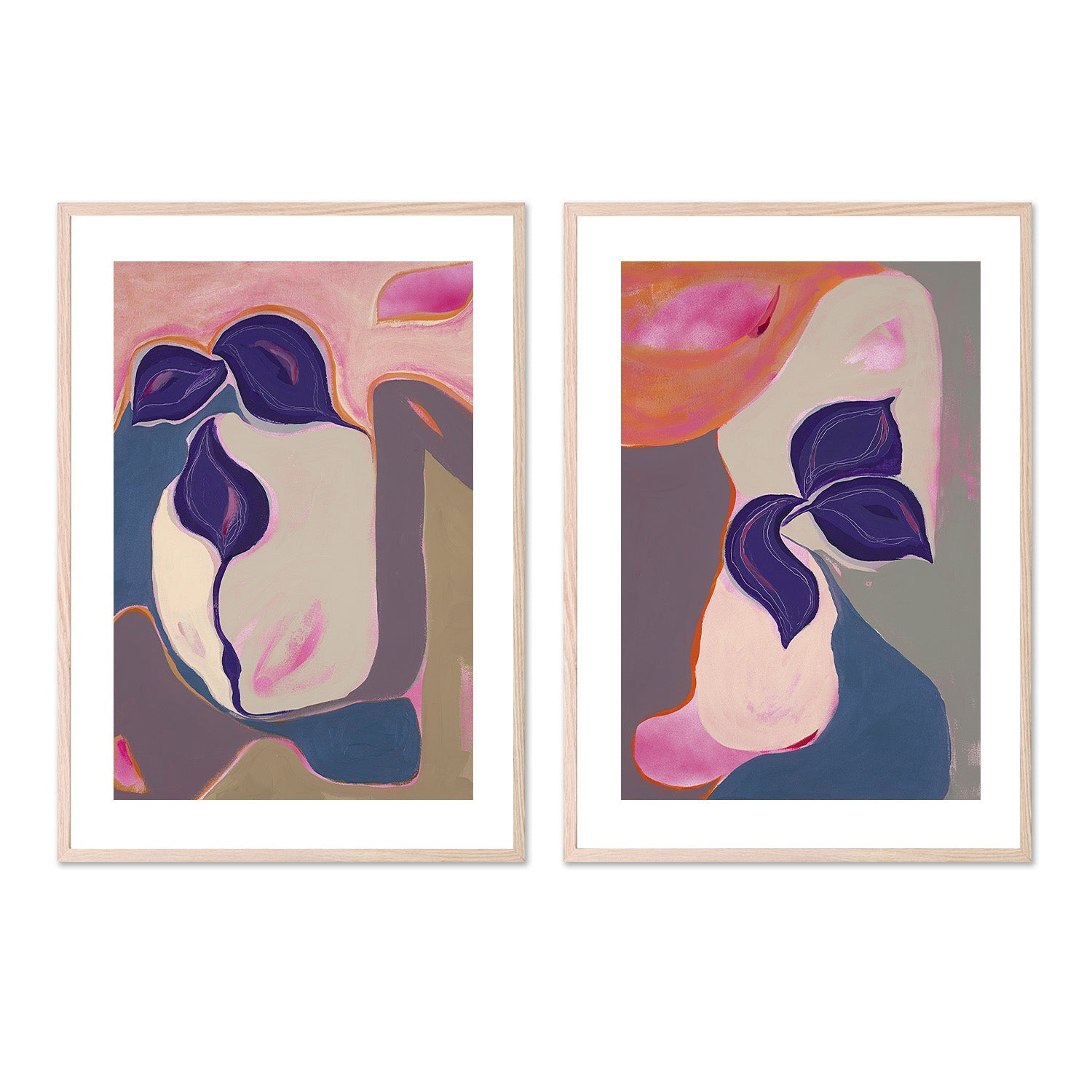 wall-art-print-canvas-poster-framed-Abstract Bloom, Style A & B, Set Of 2 , By Lynda Skye-6