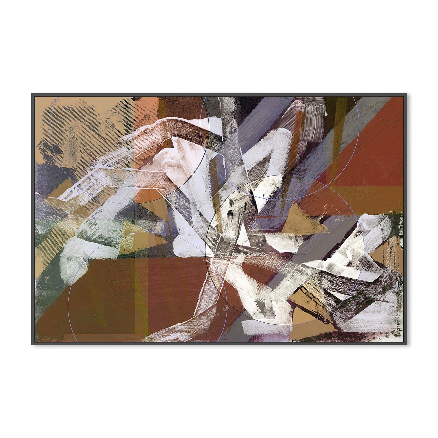 wall-art-print-canvas-poster-framed-Abstract Circles and Textures, Style C-3