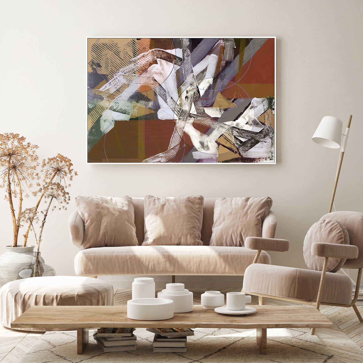 wall-art-print-canvas-poster-framed-Abstract Circles and Textures, Style C-7