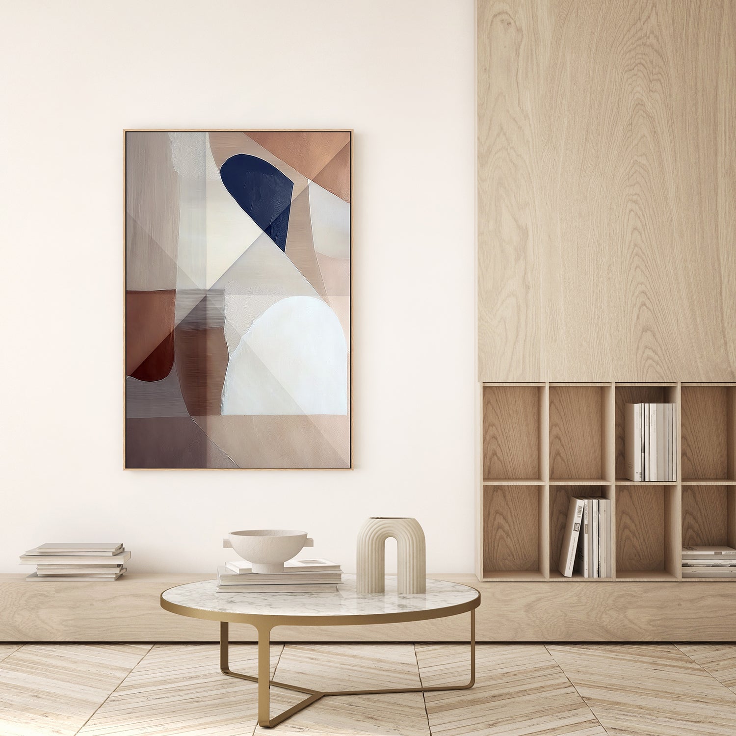 wall-art-print-canvas-poster-framed-Abstract Copper Neutral Tone Painting-7