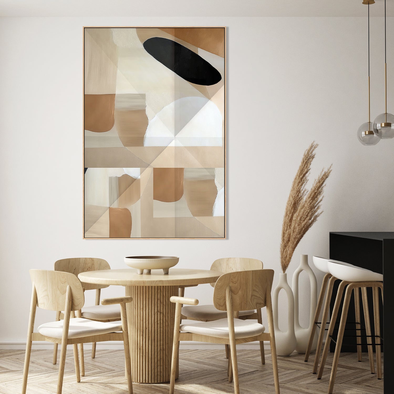 wall-art-print-canvas-poster-framed-Abstract Copper Neutral Tone Painting, Style C-7