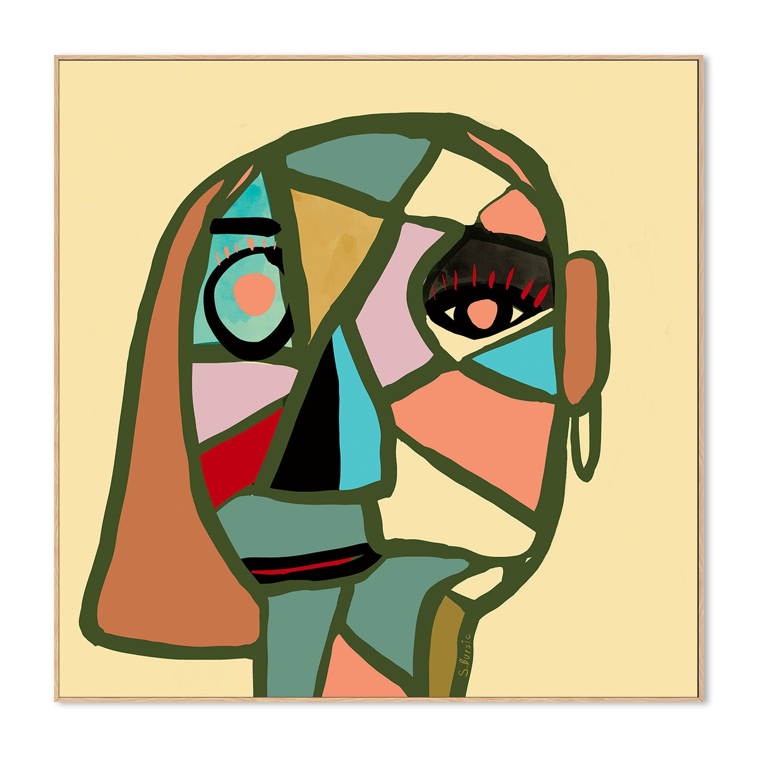 wall-art-print-canvas-poster-framed-Abstract Female Portrait , By Sharyn Bursic-4