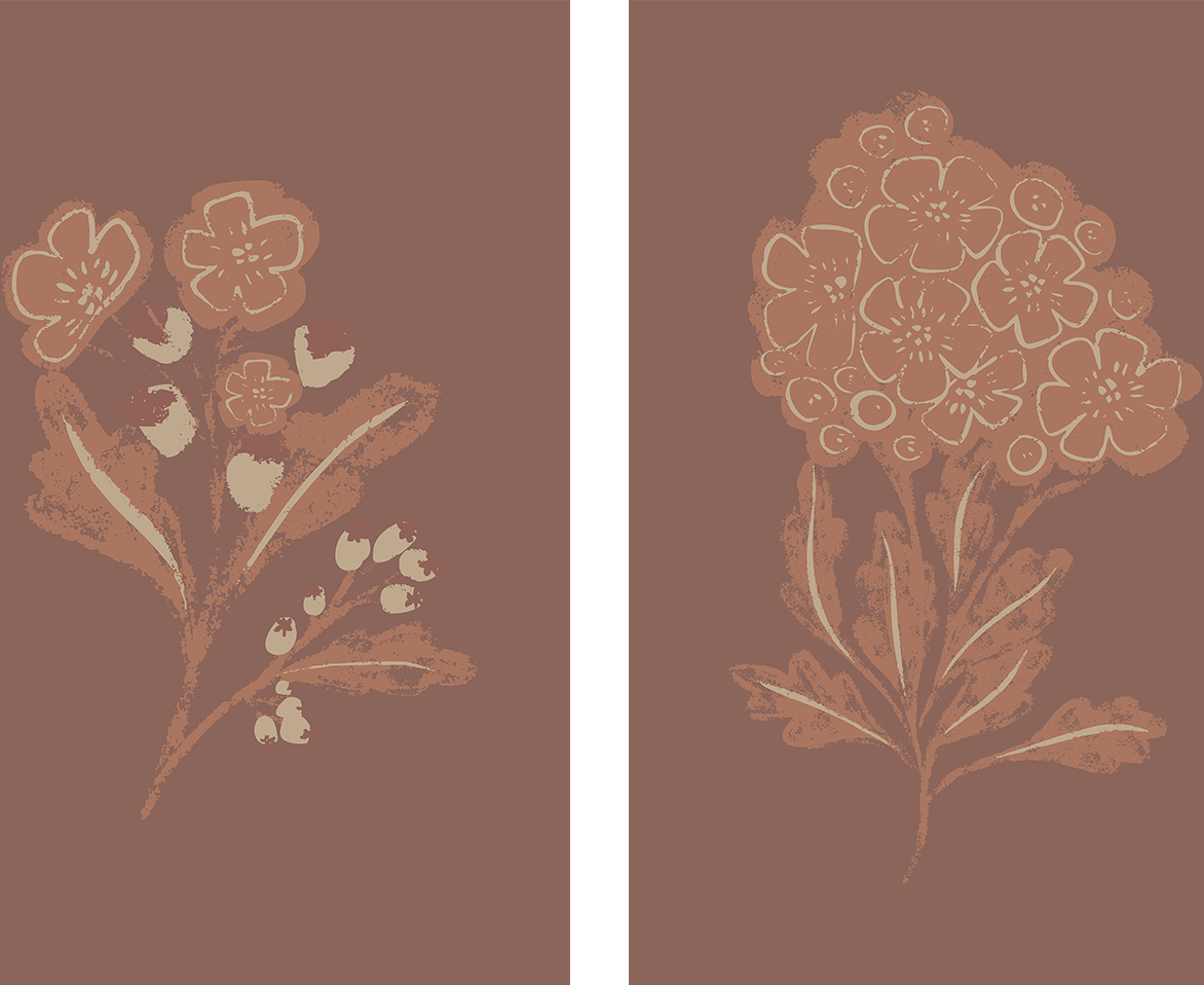 wall-art-print-canvas-poster-framed-Abstract Foliage Art & Mocha Bloom, Set Of 2 , By Nikita Jariwala-1