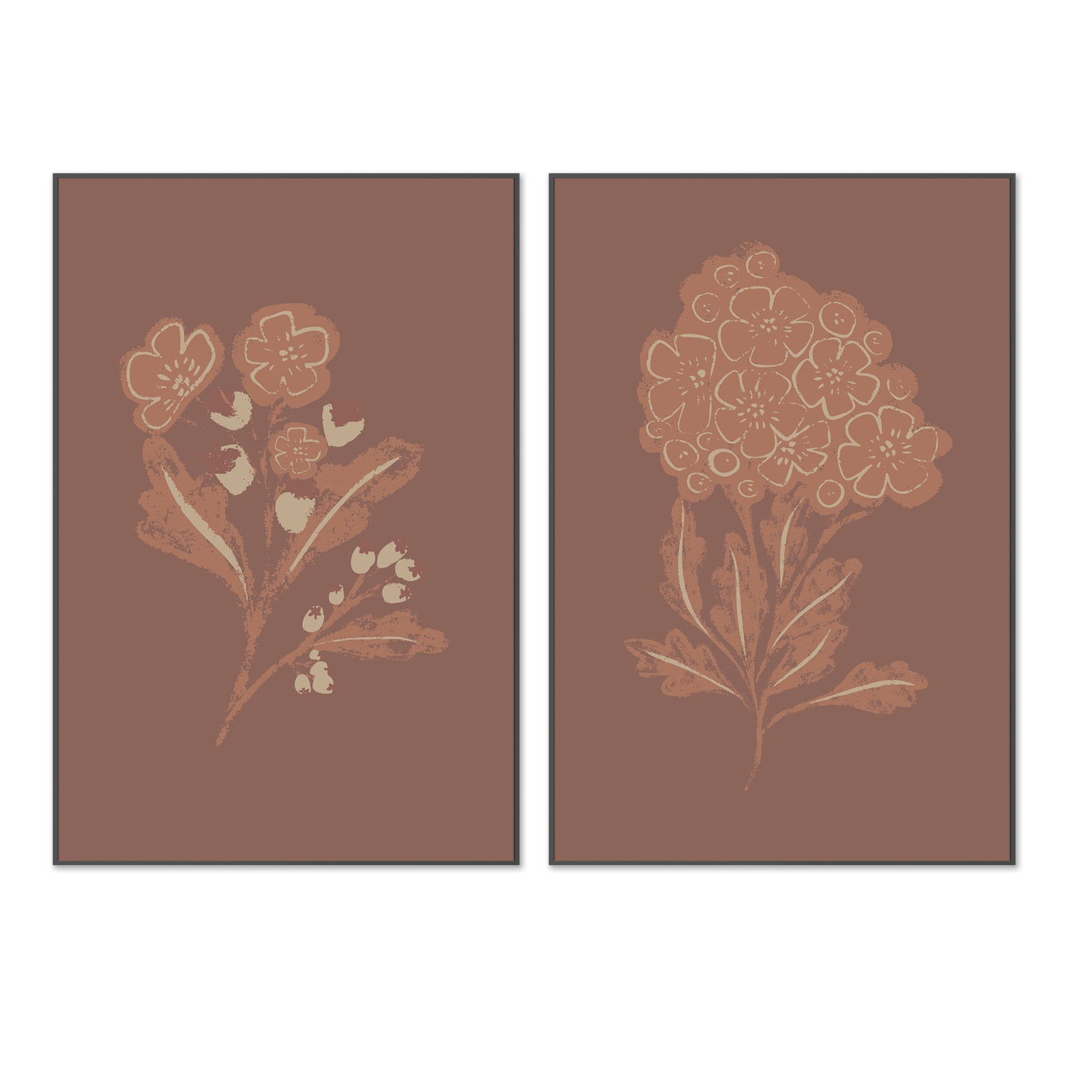 wall-art-print-canvas-poster-framed-Abstract Foliage Art & Mocha Bloom, Set Of 2 , By Nikita Jariwala-3