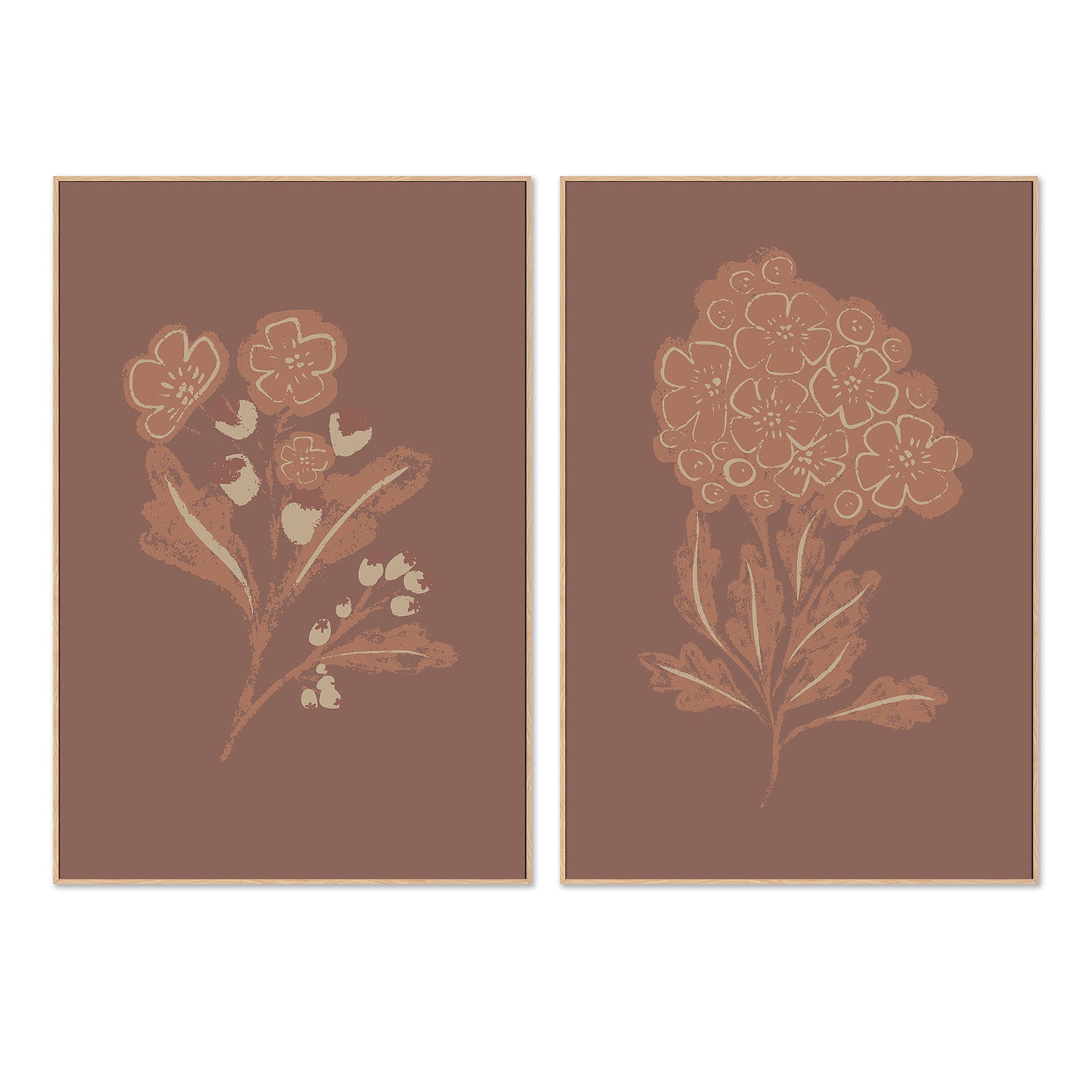 wall-art-print-canvas-poster-framed-Abstract Foliage Art & Mocha Bloom, Set Of 2 , By Nikita Jariwala-4