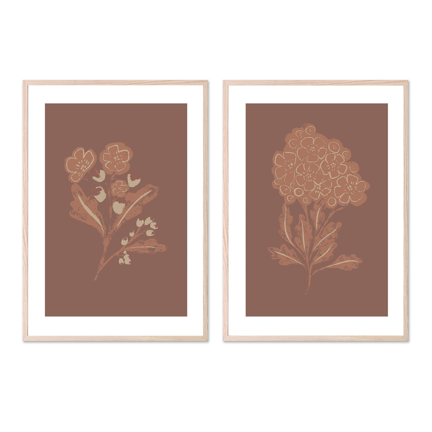 wall-art-print-canvas-poster-framed-Abstract Foliage Art & Mocha Bloom, Set Of 2 , By Nikita Jariwala-6
