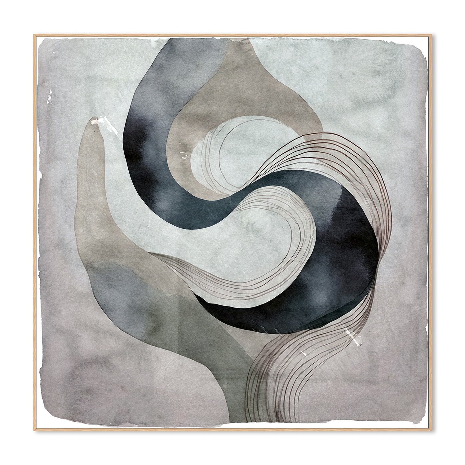 wall-art-print-canvas-poster-framed-Abstract Green On Neutral Background, Style A-4