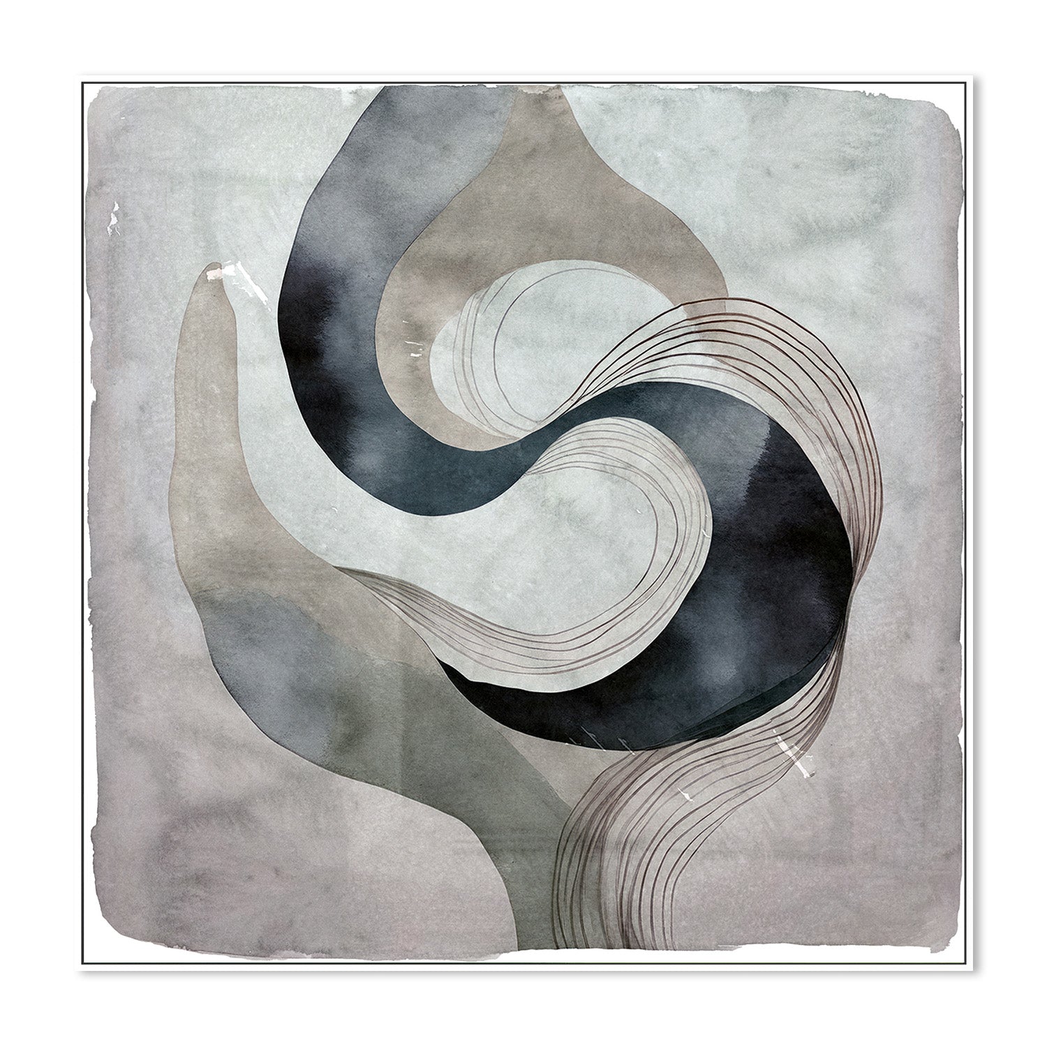 wall-art-print-canvas-poster-framed-Abstract Green On Neutral Background, Style A-5