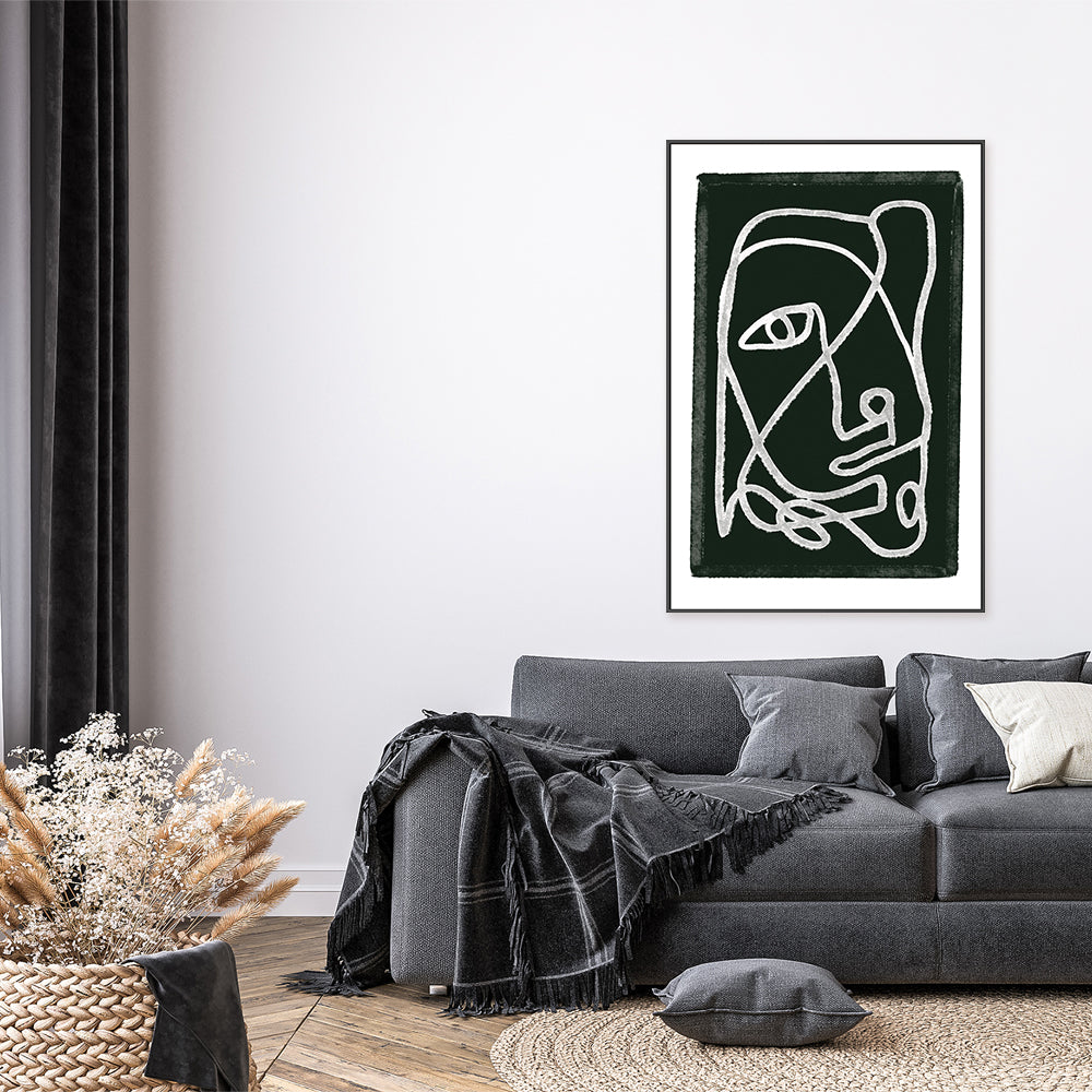 wall-art-print-canvas-poster-framed-Abstract Lined Black-7