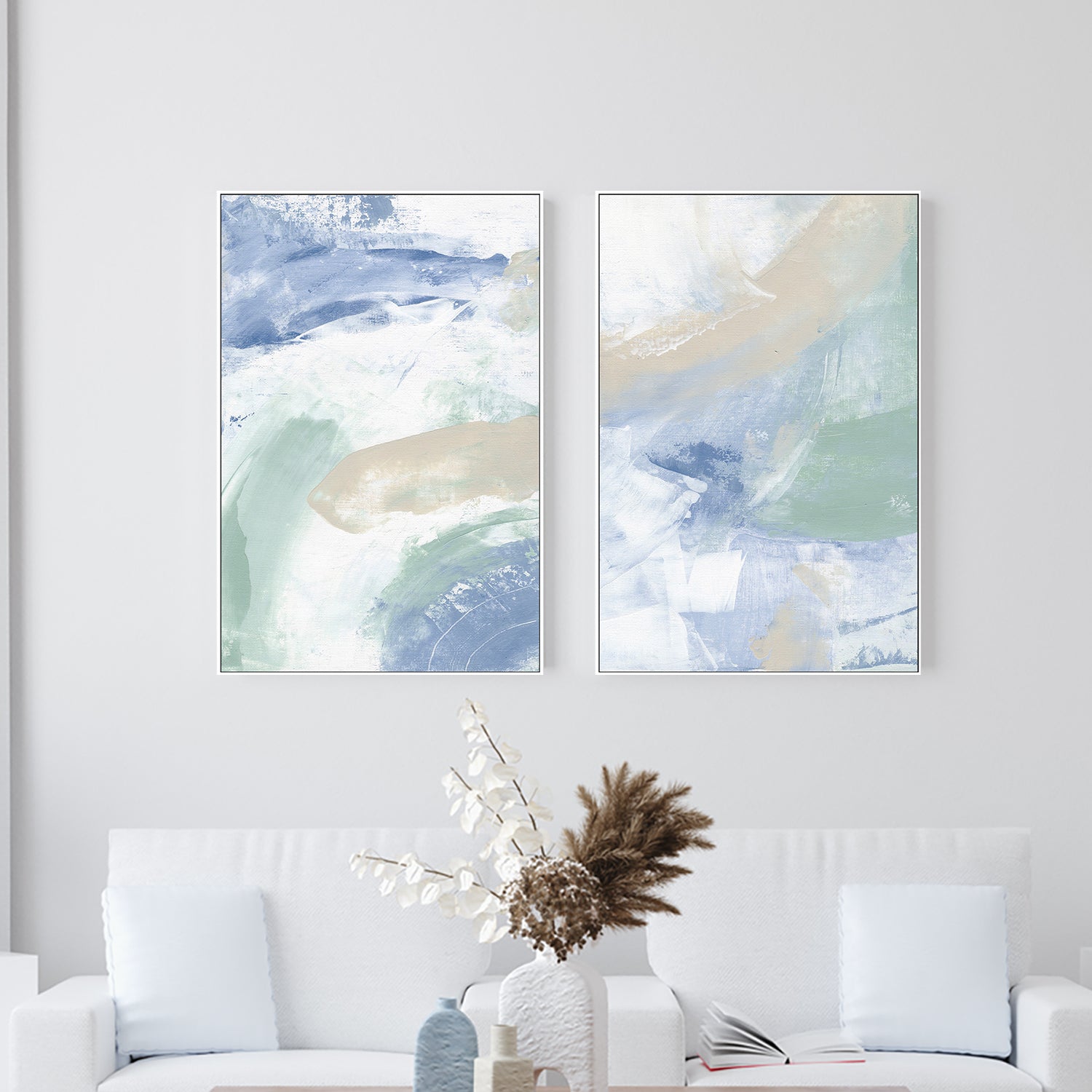 wall-art-print-canvas-poster-framed-Abstract Mist, Style A & B, Set Of 2 , By Nikita Jariwala-2