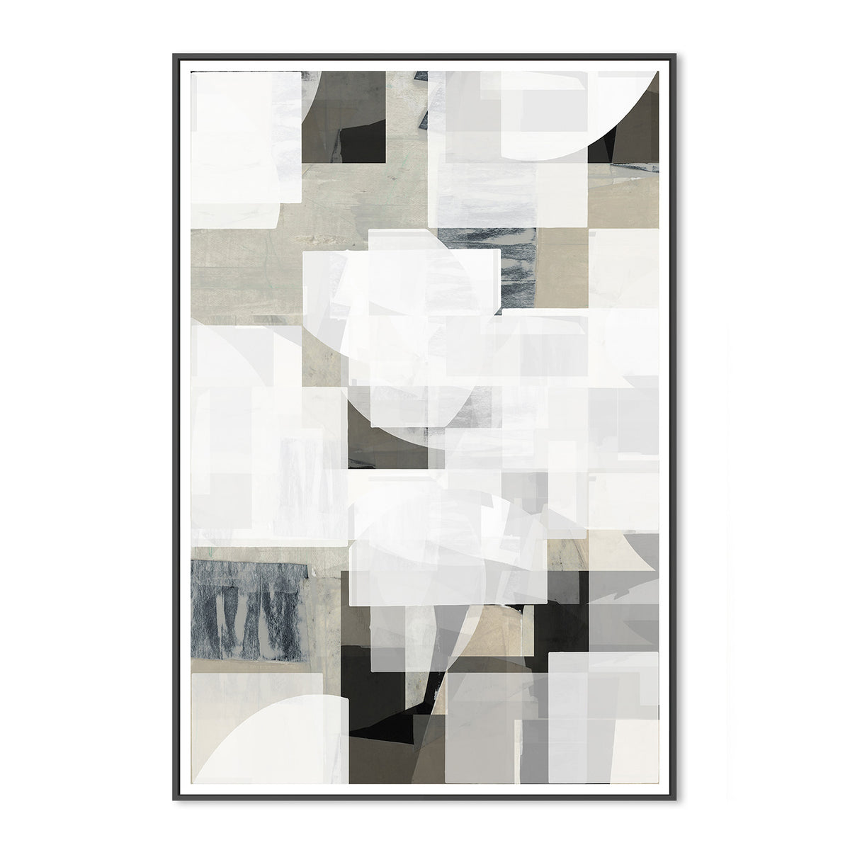 wall-art-print-canvas-poster-framed-Abstract Mocha Black White Composition, Style C-3