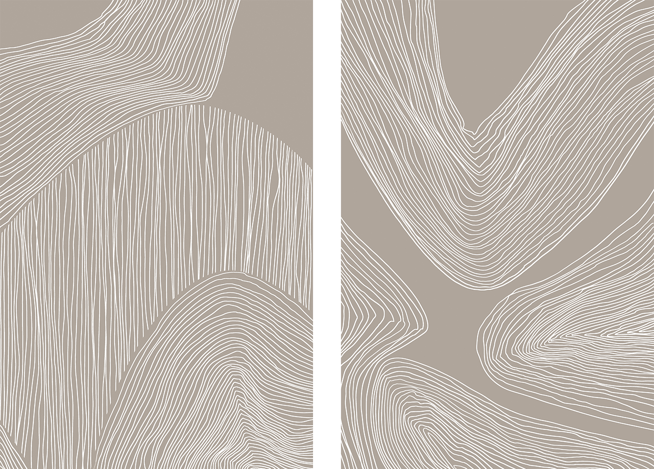wall-art-print-canvas-poster-framed-Abstract Organic Lines & Flowing Contours Line Art, Set Of 2-1