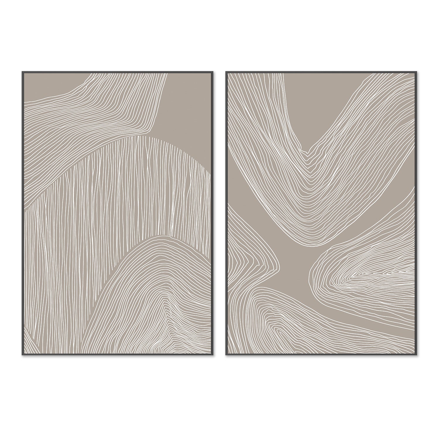 wall-art-print-canvas-poster-framed-Abstract Organic Lines & Flowing Contours Line Art, Set Of 2-3