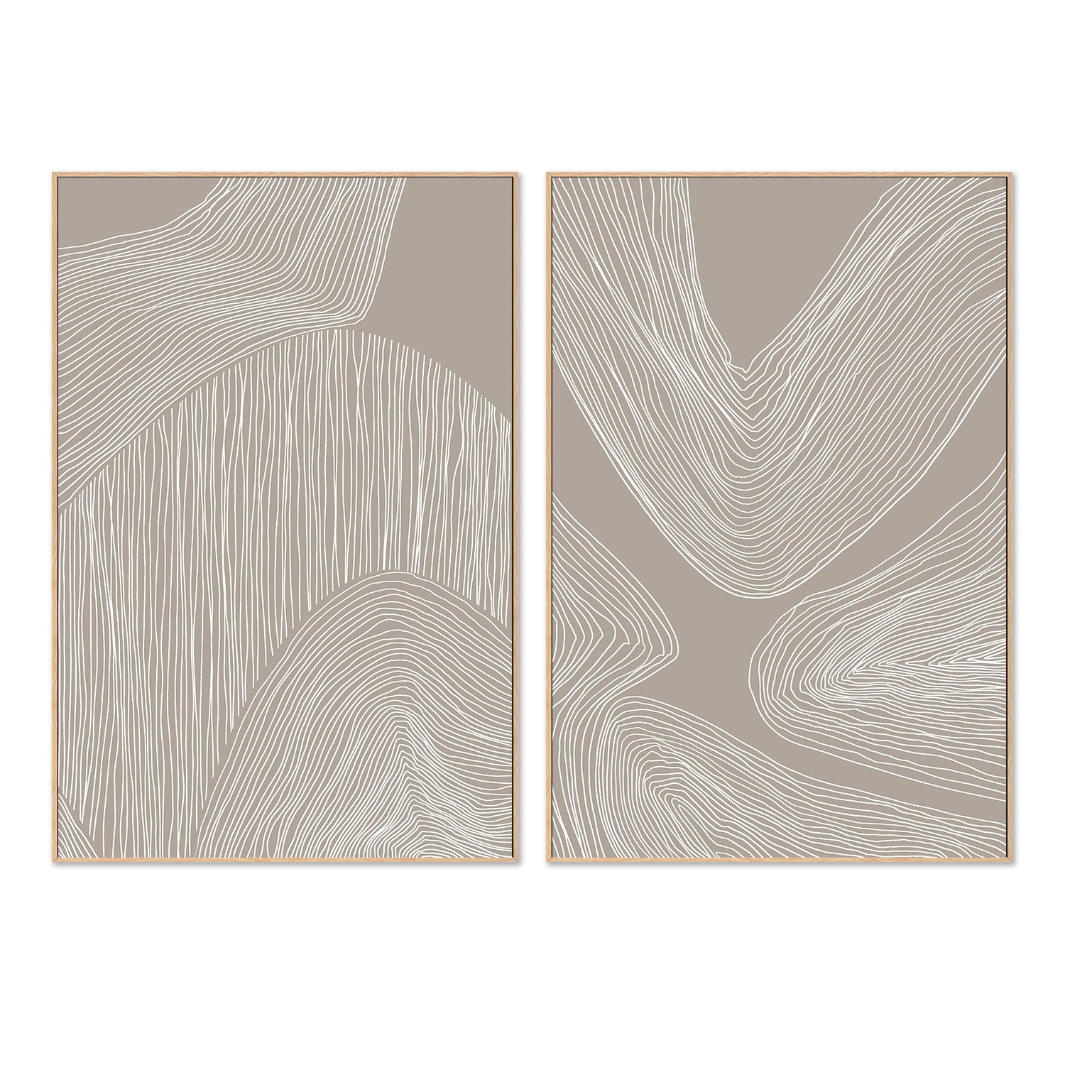 wall-art-print-canvas-poster-framed-Abstract Organic Lines & Flowing Contours Line Art, Set Of 2-5