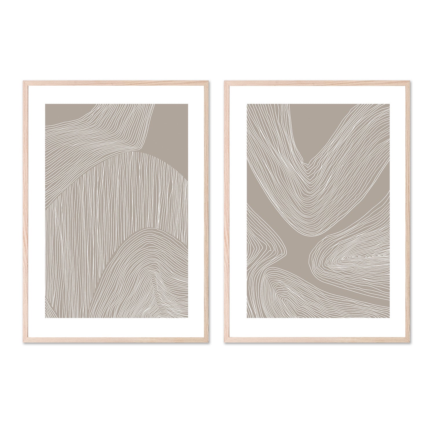 wall-art-print-canvas-poster-framed-Abstract Organic Lines & Flowing Contours Line Art, Set Of 2-6