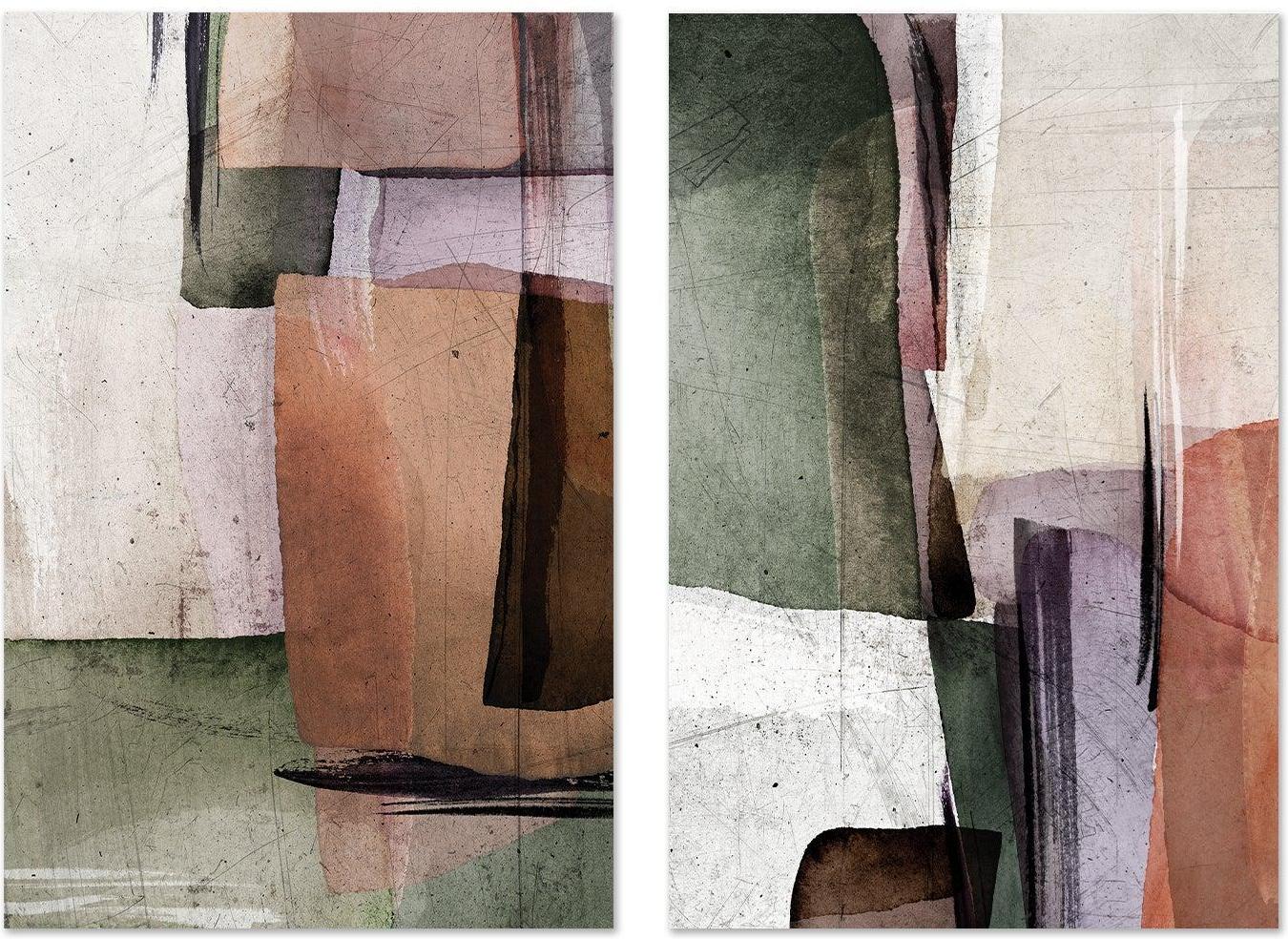 wall-art-print-canvas-poster-framed-Abstract Squares Warm, Set Of 2-by-Dear Musketeer Studio-Gioia Wall Art