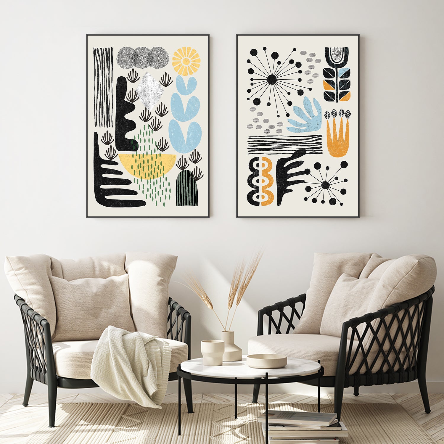 wall-art-print-canvas-poster-framed-Abstract Style A, Style B, Set Of 2-8