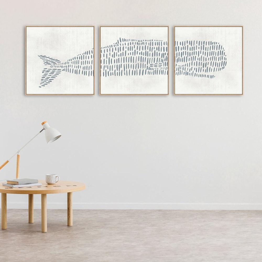 wall-art-print-canvas-poster-framed-Abstract Whale, Set Of 3-by-Emily Wood-Gioia Wall Art