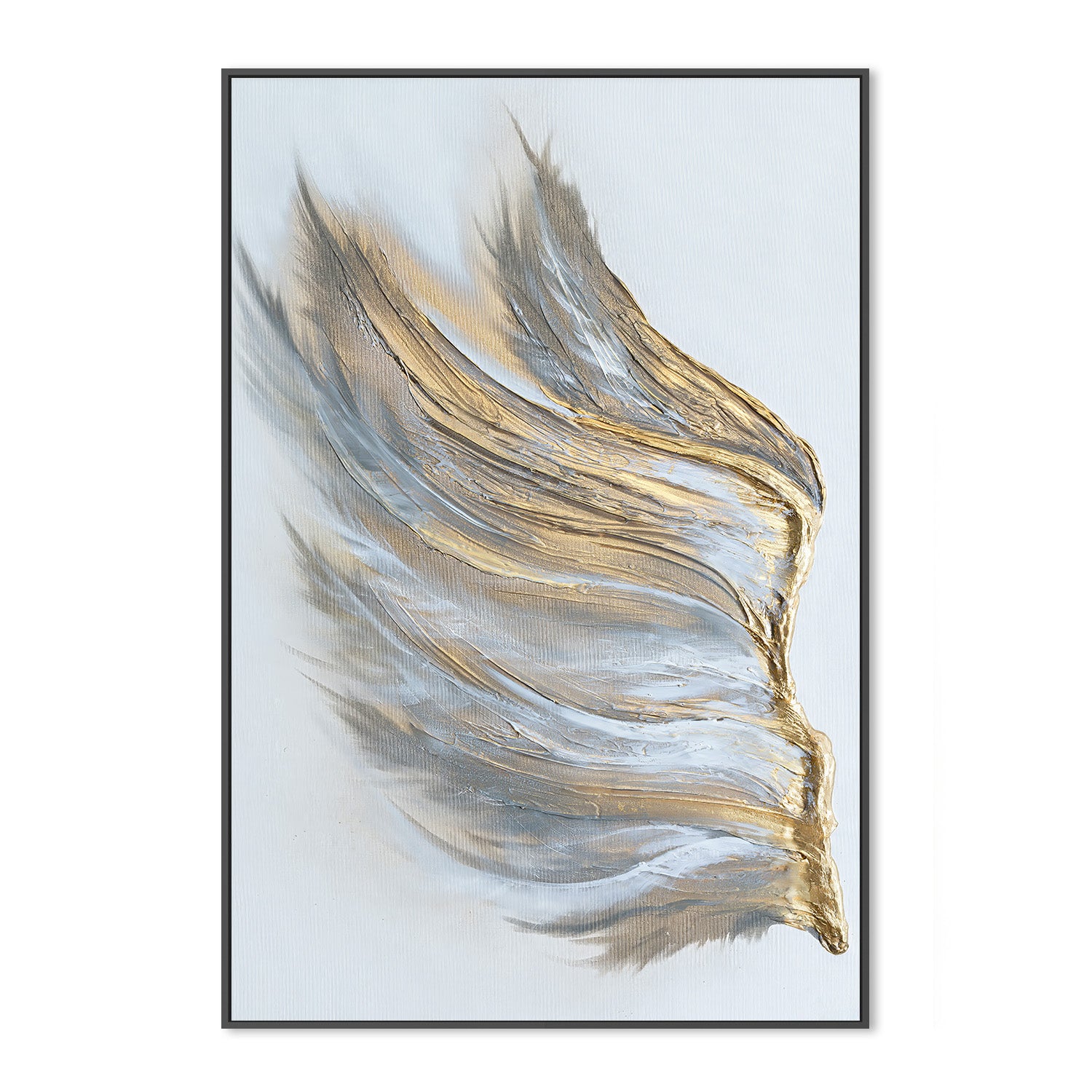 wall-art-print-canvas-poster-framed-Abstract Wing in Gold and White-3