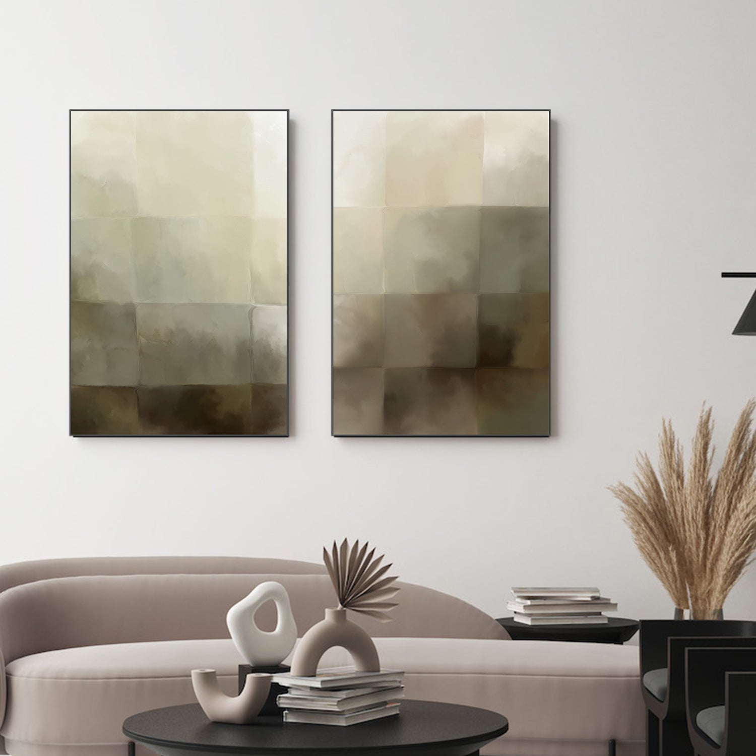 wall-art-print-canvas-poster-framed-After All, Neutral Abstract, Style A & B, Set Of 2 , By Karine Tonial Grimm-2