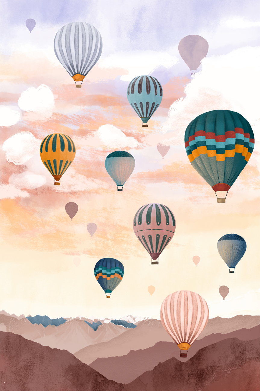 wall-art-print-canvas-poster-framed-Airballoon Sky, By Goed Blauw-GIOIA-WALL-ART