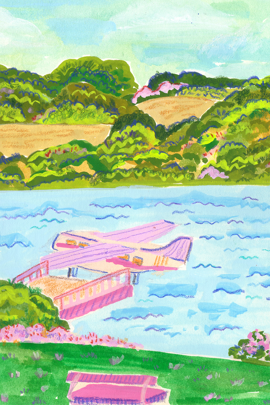 wall-art-print-canvas-poster-framed-Amphibi Plane In The Lake , By Kartika Paramita-1