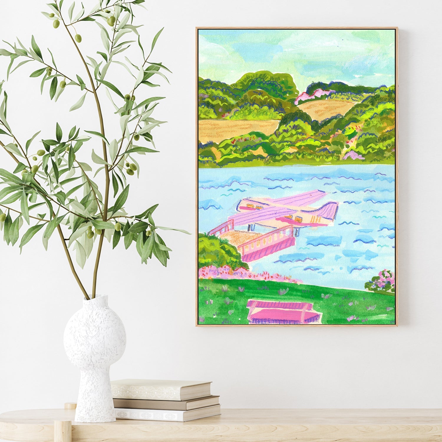 wall-art-print-canvas-poster-framed-Amphibi Plane In The Lake , By Kartika Paramita-2