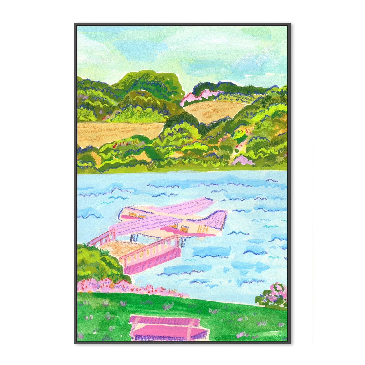 wall-art-print-canvas-poster-framed-Amphibi Plane In The Lake , By Kartika Paramita-3