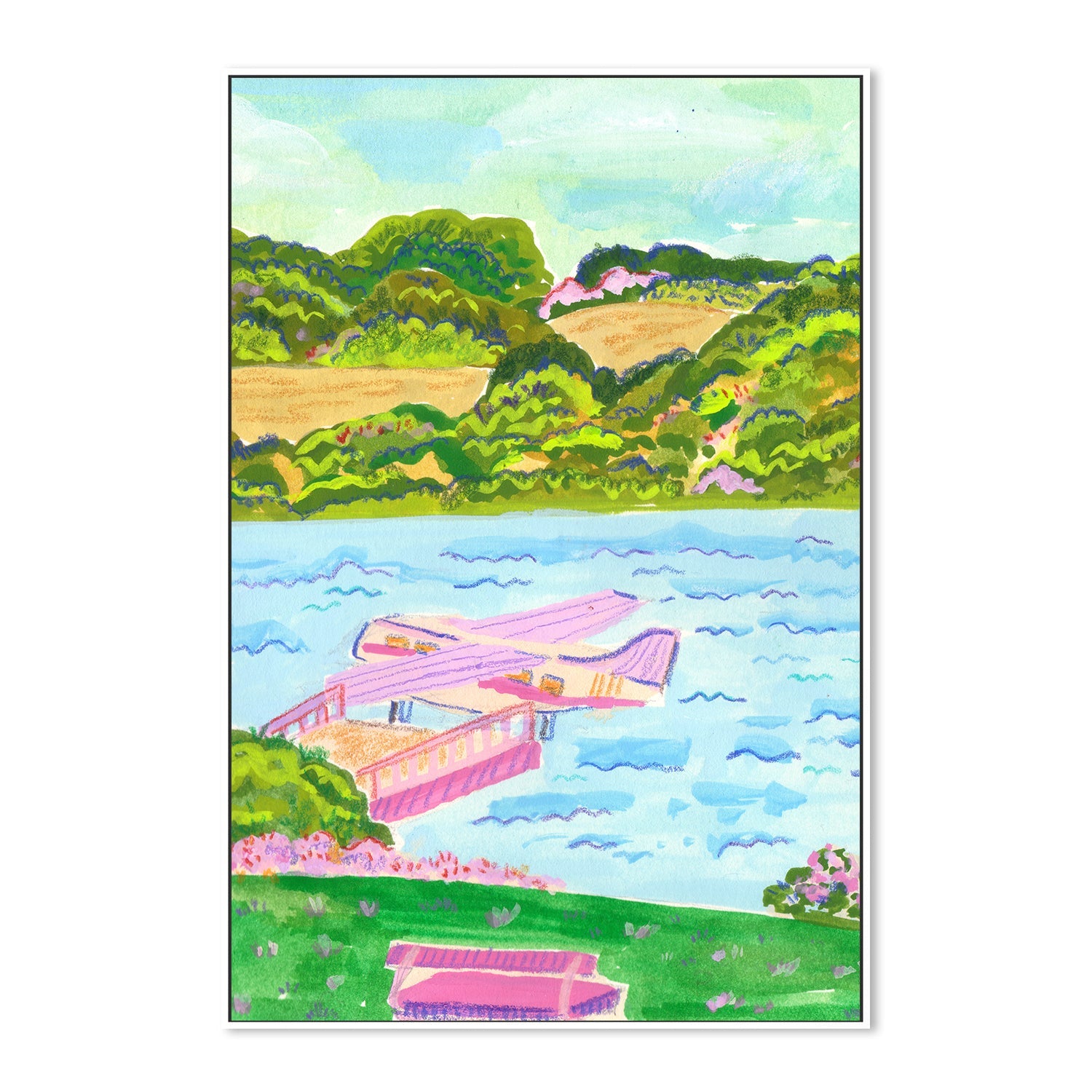 wall-art-print-canvas-poster-framed-Amphibi Plane In The Lake , By Kartika Paramita-5