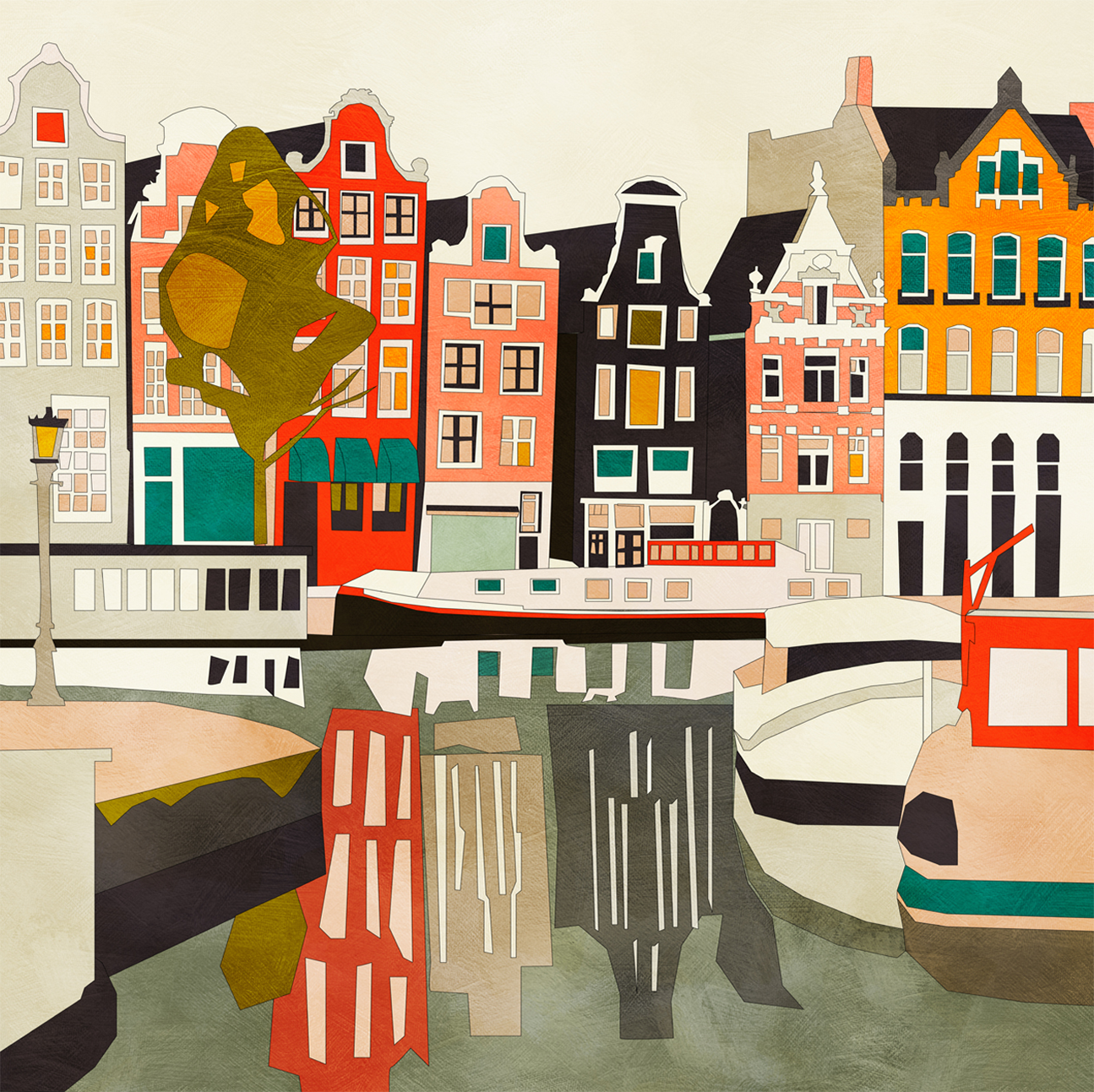 wall-art-print-canvas-poster-framed-Amsterdam Houses-1