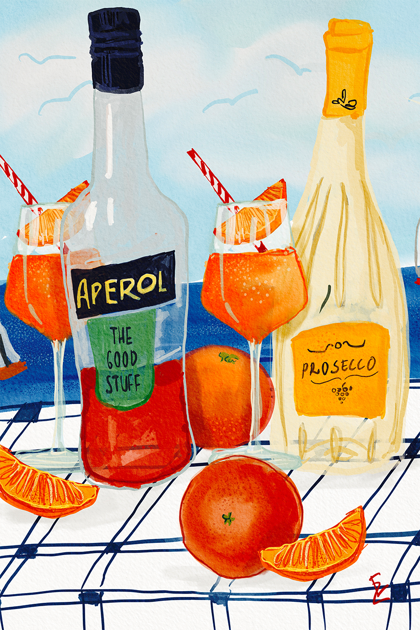 Aperol Spritz , By Ekaterina Zagorska,Wall Art Canvas Print,