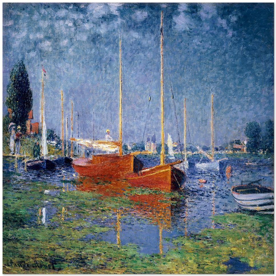 wall-art-print-canvas-poster-framed-Argenteuil, Red Boats, By Monet-by-Gioia Wall Art-Gioia Wall Art
