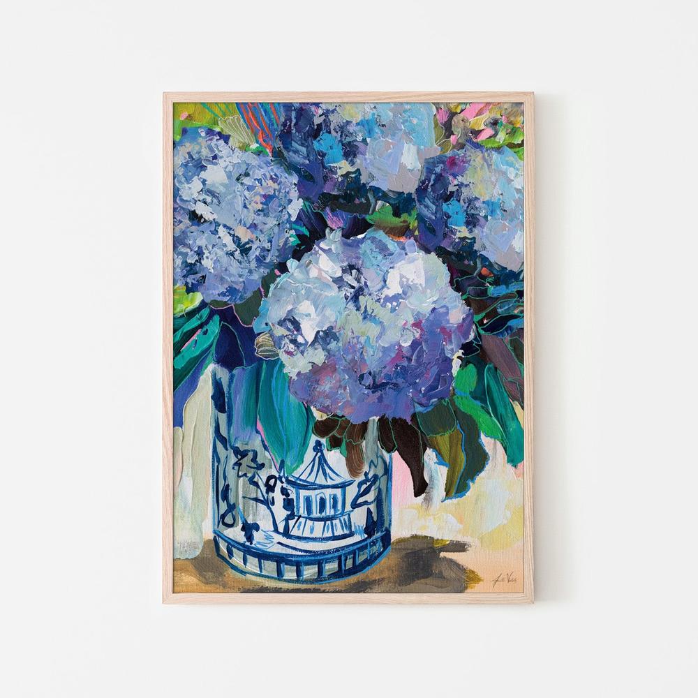 wall-art-print-canvas-poster-framed-August Bloom Blue Hydrangea-6