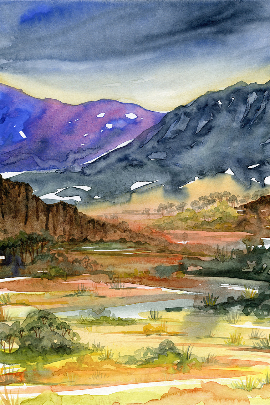 wall-art-print-canvas-poster-framed-Australian Landscape Mountains, Style A , By Jessie Mitchelson-1