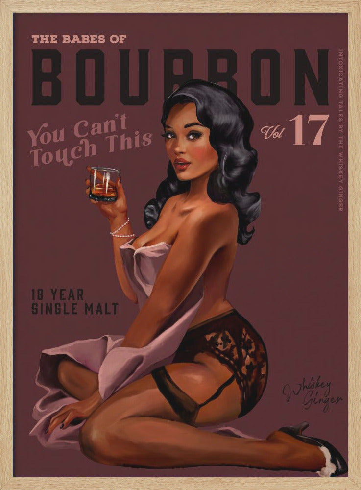 wall-art-print-canvas-poster-framed-Babes of Bourbon Cant Touch This. Sexy Retro Pin Up Girl Whiskey Art , By Brett Gramse-1