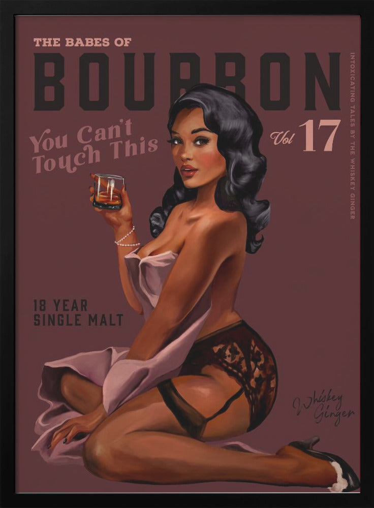wall-art-print-canvas-poster-framed-Babes of Bourbon Cant Touch This. Sexy Retro Pin Up Girl Whiskey Art , By Brett Gramse-2