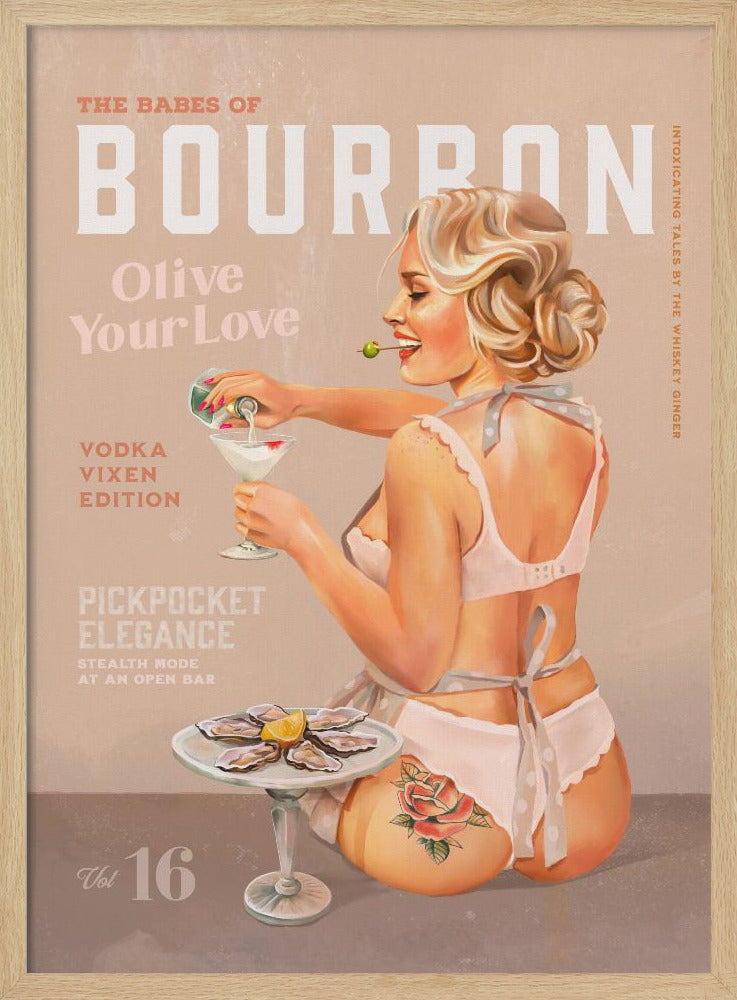 wall-art-print-canvas-poster-framed-Babes of Bourbon Vol 16 Vintage Vodka Martini Pin Up Girl , By Brett Gramse-1