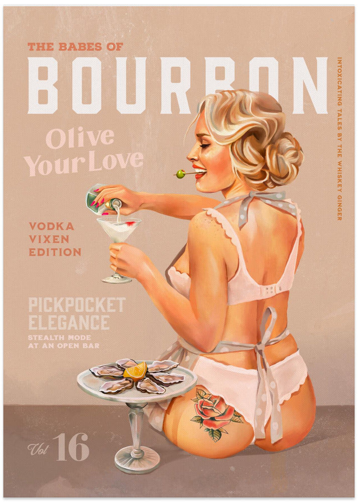 wall-art-print-canvas-poster-framed-Babes of Bourbon Vol 16 Vintage Vodka Martini Pin Up Girl , By Brett Gramse-4