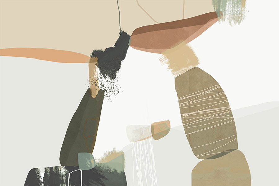 wall-art-print-canvas-poster-framed-Balancing Forms, Earthy Green-1