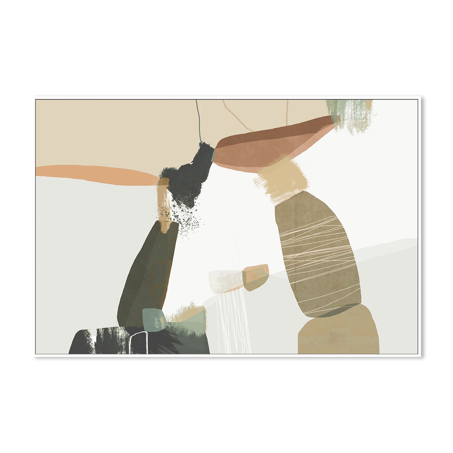 wall-art-print-canvas-poster-framed-Balancing Forms, Earthy Green-5