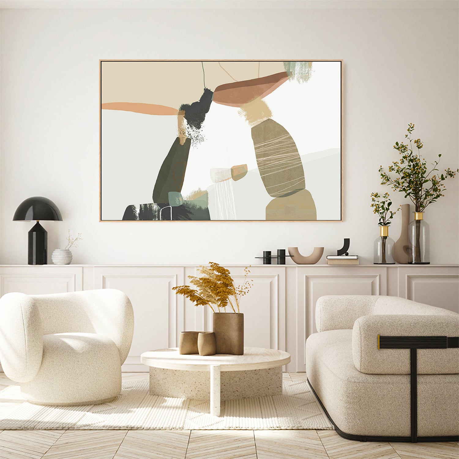 wall-art-print-canvas-poster-framed-Balancing Forms, Earthy Green-7