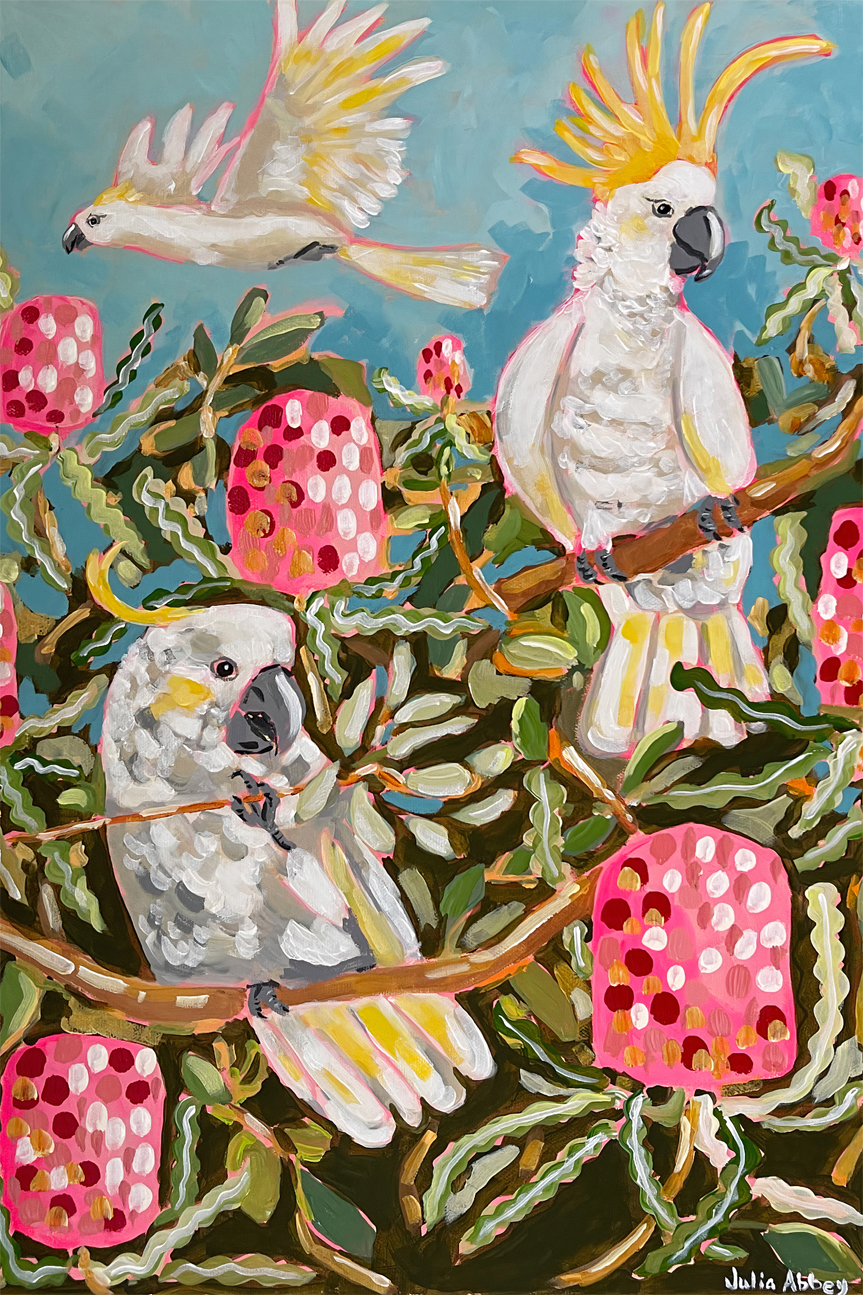 wall-art-print-canvas-poster-framed-Banksia Birds , By Julia Abbey-1