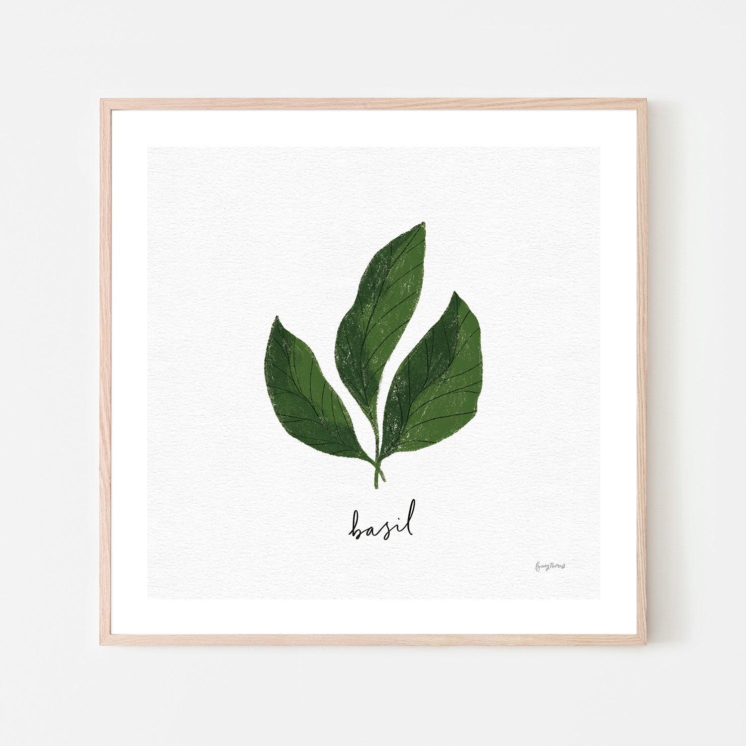 wall-art-print-canvas-poster-framed-Basil Herbs White, Style E , By Becky Thorns-6