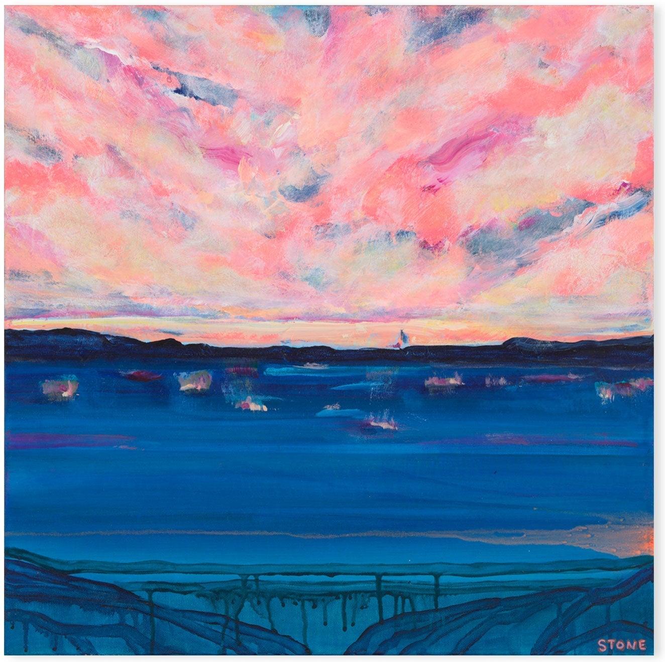 wall-art-print-canvas-poster-framed-Bayside Sunset , By Belinda Stone-GIOIA-WALL-ART