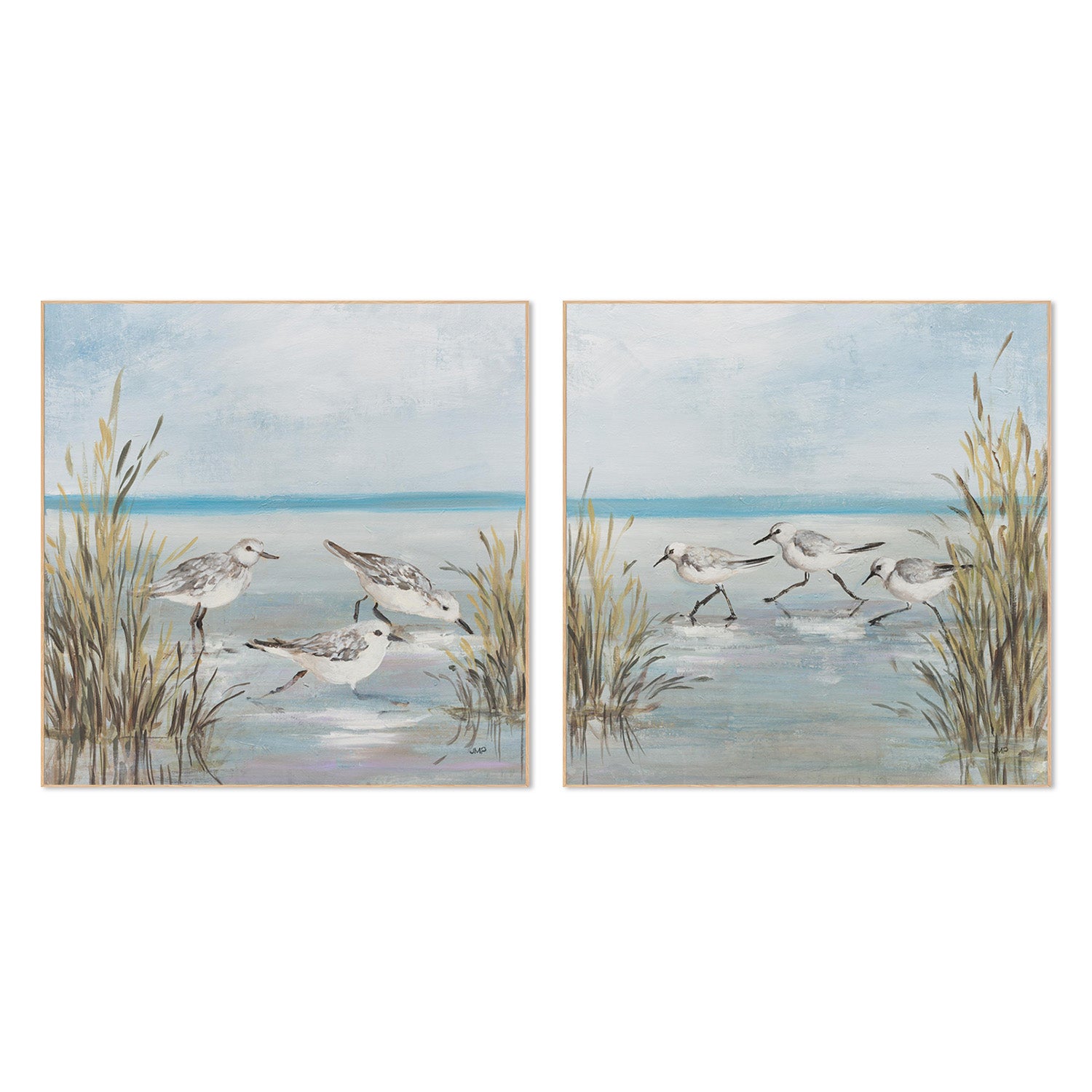 wall-art-print-canvas-poster-framed-Beach Birds, Style B & C, Set Of 2-4
