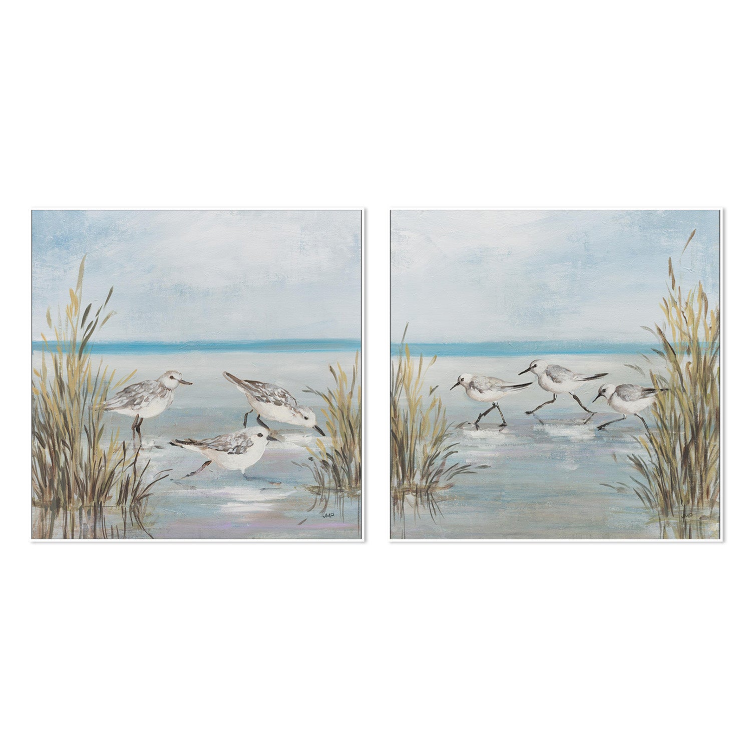 wall-art-print-canvas-poster-framed-Beach Birds, Style B & C, Set Of 2-5