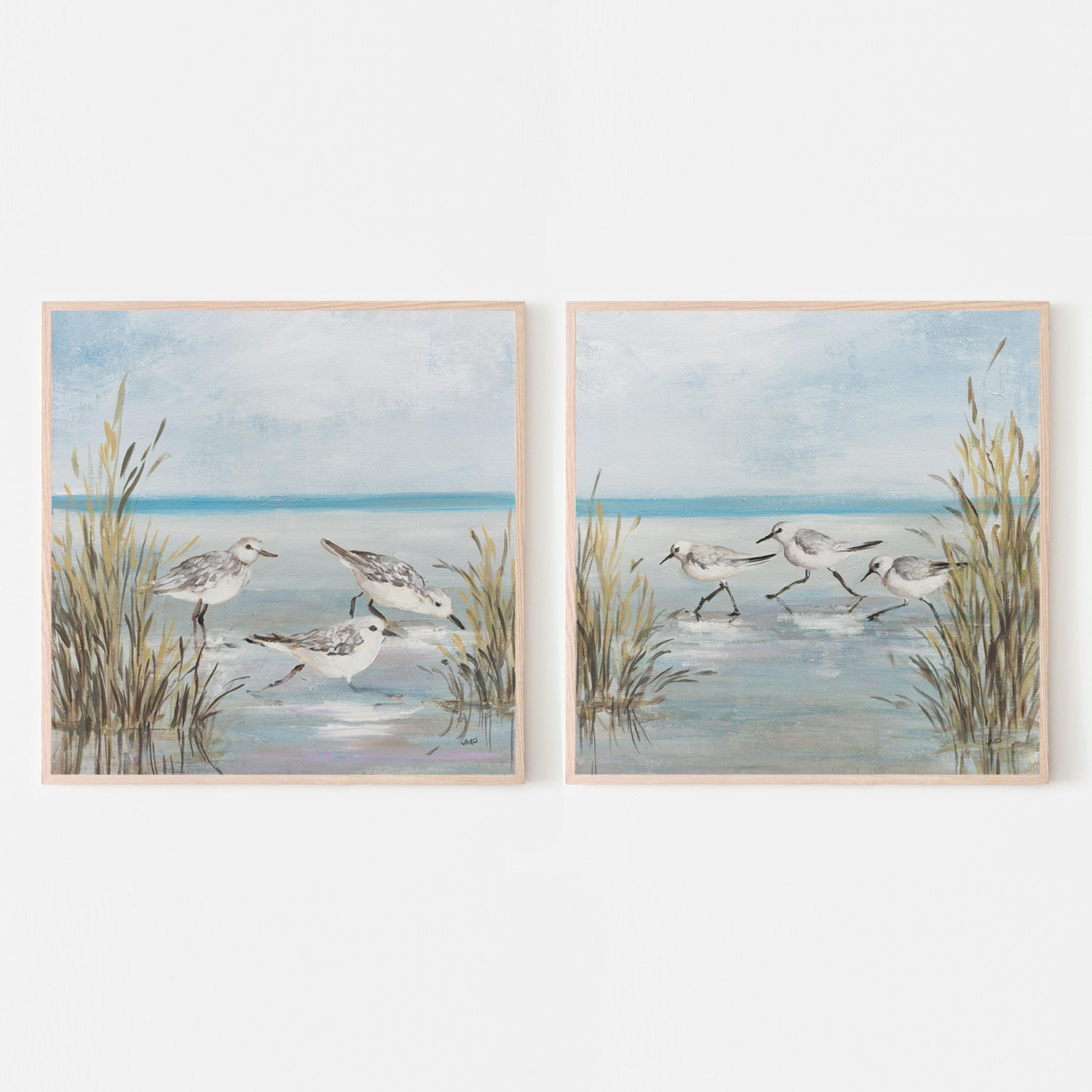 wall-art-print-canvas-poster-framed-Beach Birds, Style B & C, Set Of 2-6