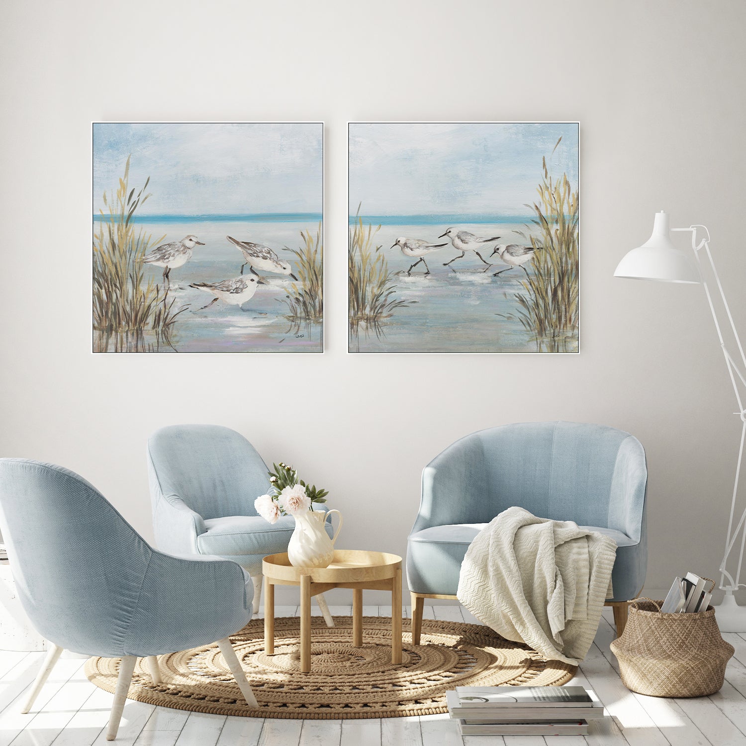 wall-art-print-canvas-poster-framed-Beach Birds, Style B & C, Set Of 2-9